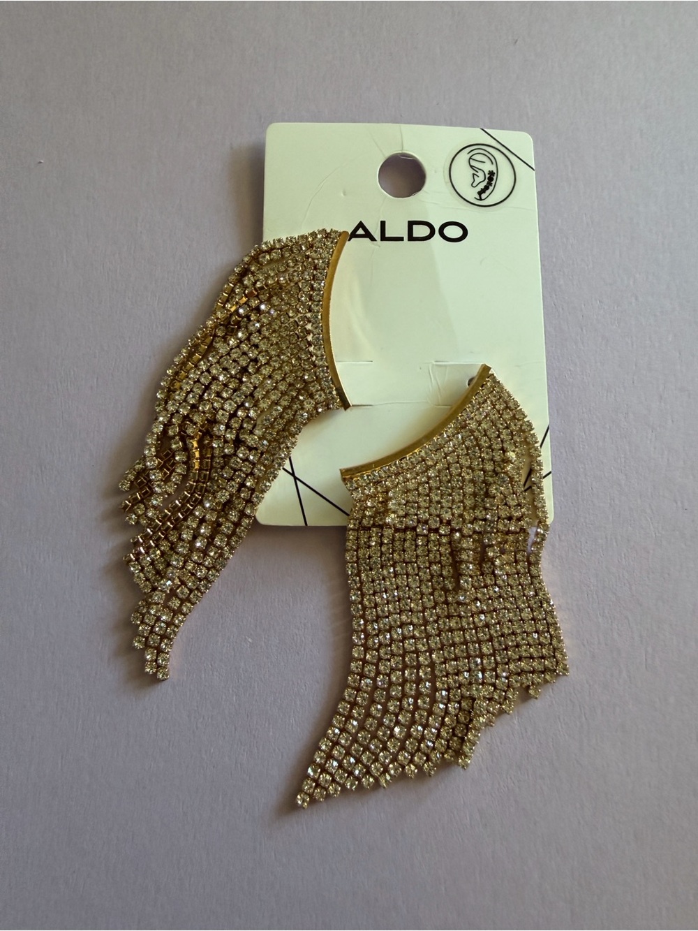 5cm. ALDO Gold-tone Rhinestone Fringe Statement Earrings